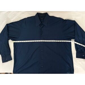 DKNY Mens Navy Blue Long Sleeve Button Up Dress Shirt Size 17 1/4 34 35
